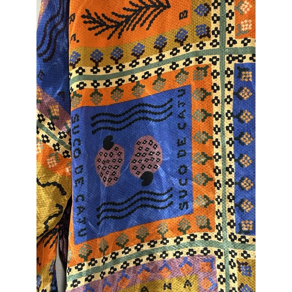 Farm Rio Anthropologie Top Women's XL Button Dotted Patchwork Scarf Print NWT - Picture 6 of 16